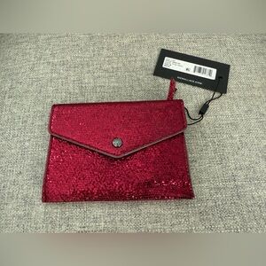 NWT MZ wallace sparkly greta wallet in rouge leather